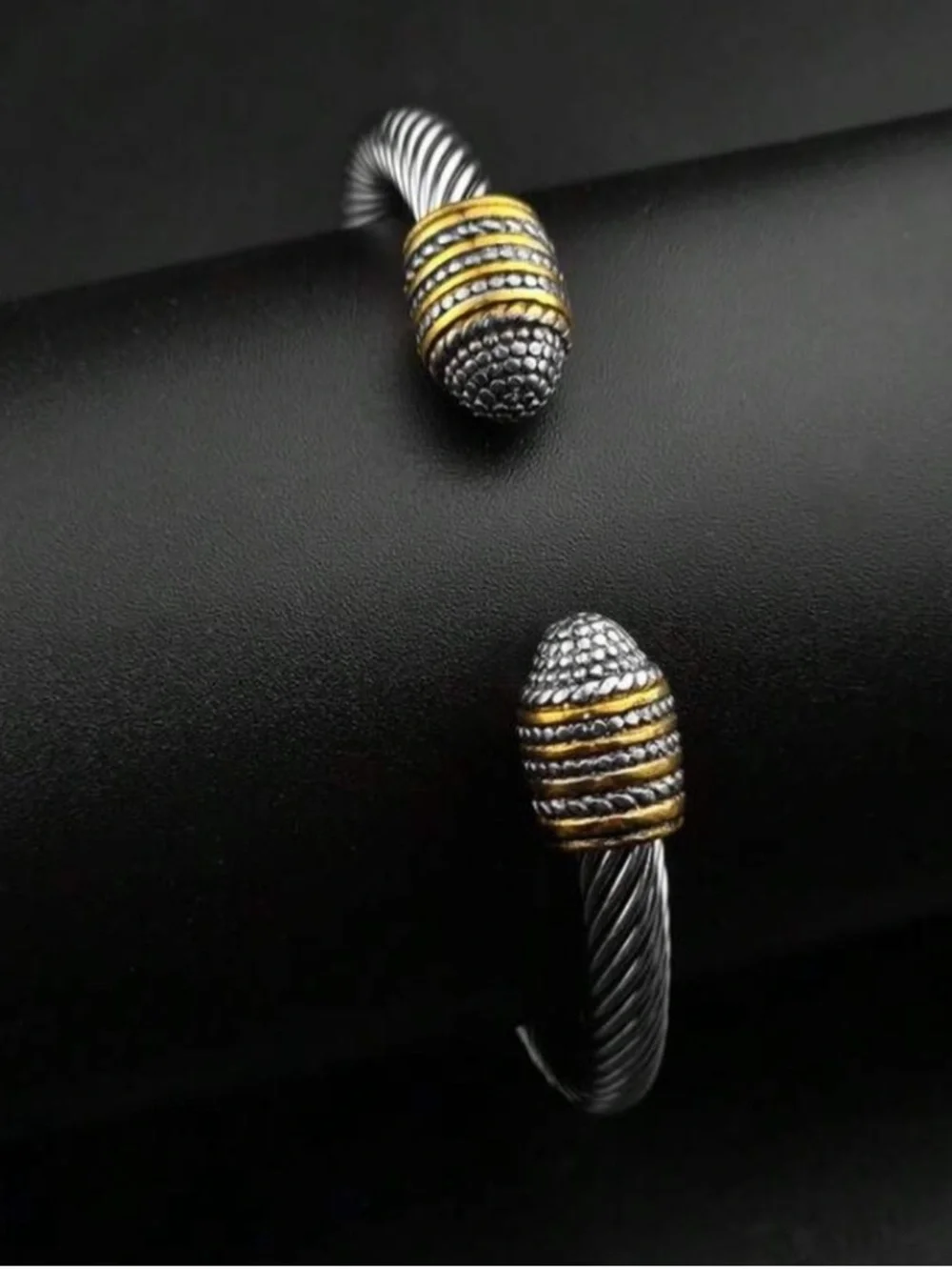 Silver and Gold Cable Cuff Bracelet